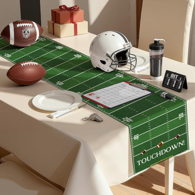 Décorations de fête de football pour jeu Super Bowl 2027 - Chemin de table de jeu | Articles de fête Football Decor - Bannière de Noël pour les fêtes