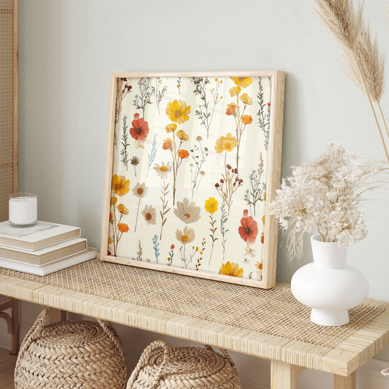 «Botanical Fall Wildflowers», reproduction d'art encadrée non encadrée, H 20 po x l 20 po