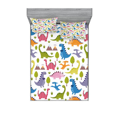 Multicolore drap-housse et coussin décoratif Ambesonne Dino