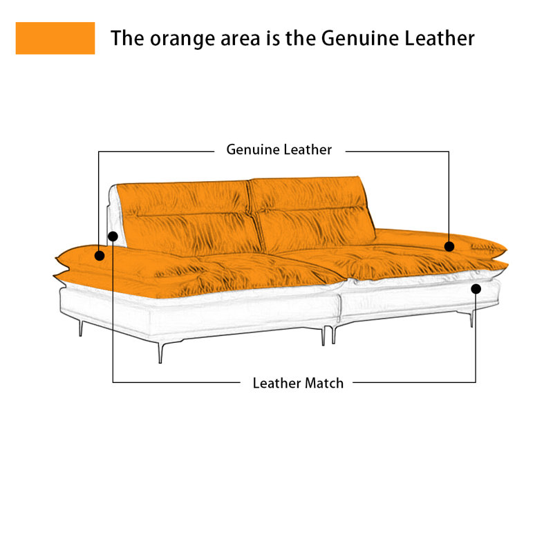 Coussin de canapé modulaire en cuir véritable Coffee, H 38,58 po x l 102,36 po x P 47,24 po