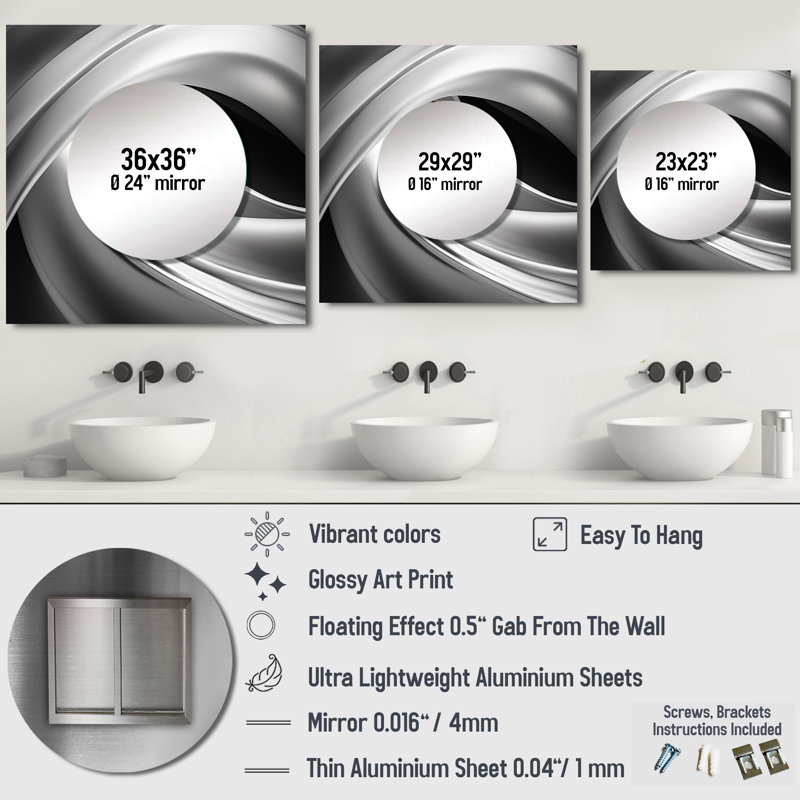 Silver Speed I - miroir carré de bicyclette pour décoration murale, 29 po x 29 po