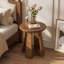 Solid Wood Top 4 Legs Round Side Table Set