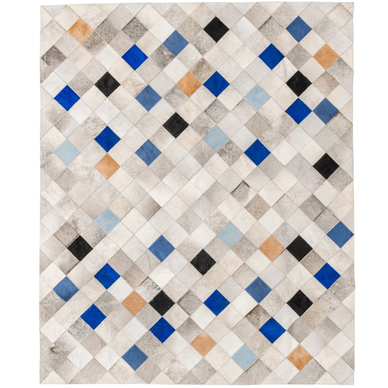 Art Hide Cowhide Area Rug in Blue, Rectangle 9' x 12'