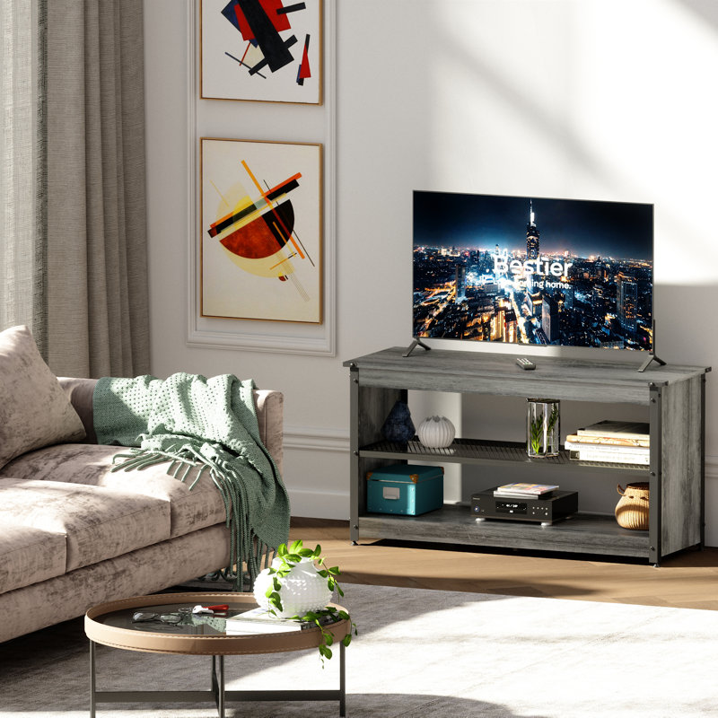 Meuble télé pour téléviseur de 50 po ou moins Butrus, Gris foncé