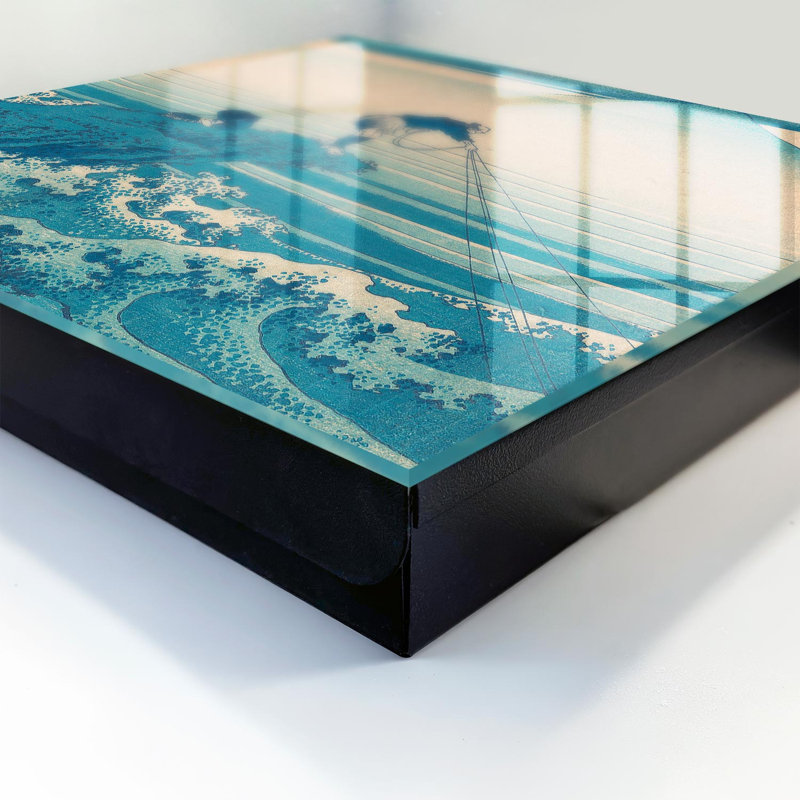 Key box for home, Opens to the left, 30x30x5, Black, Traditional Japanese fisherman art, 
