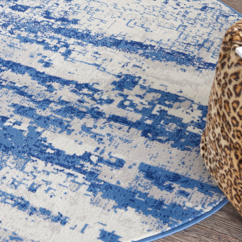 Blue/Gray/Ivory Area Rug, Rectangle 3' x 5'