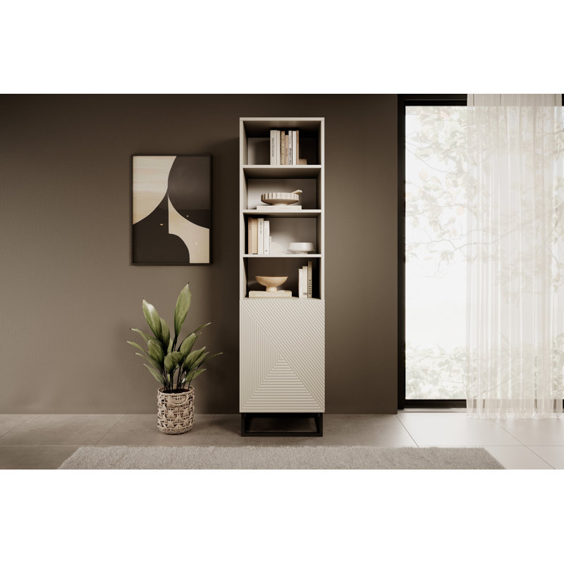 Azjon 190cm H x 50cm W Standard Bookcase, Cashmere/Black