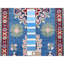 Tapis bleu impérial 2 pi 7 po x 6 pi 7 po Kazak avec motif tribal, laine douce et brillante nouée à la main, teinture végétale, tissage dense, tapis oriental