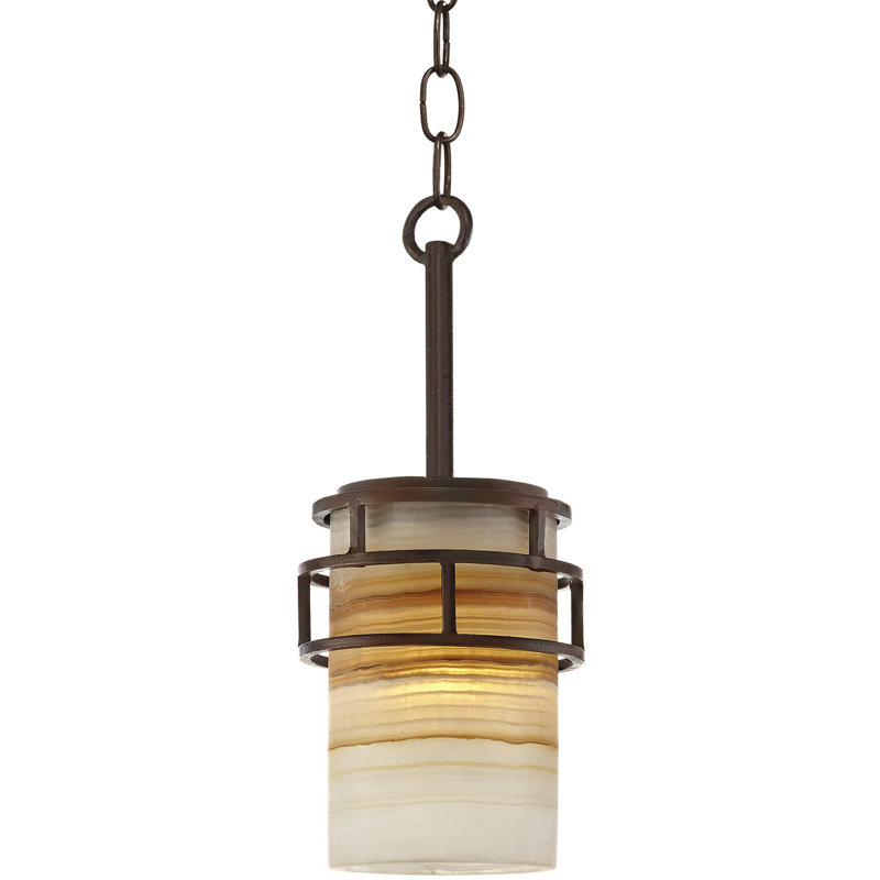 Luminaire suspendu cylindrique à 1 lumière, Cuivre rouillé