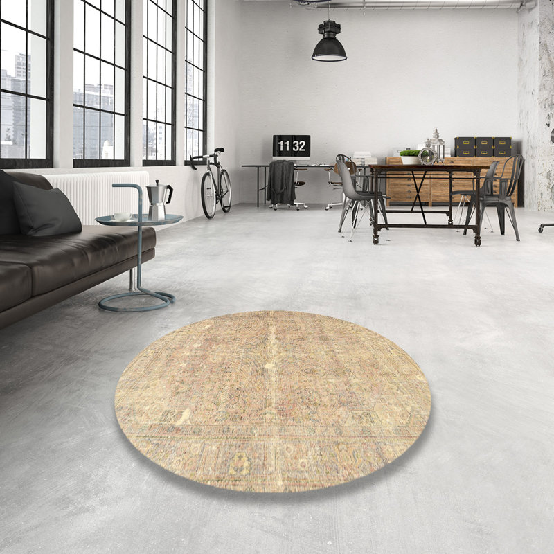 Tapis crème/beige traditionnel Sandia, Rond 5 pi
