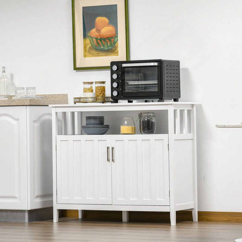 Buffet de cuisine, buffet avec 2 portes et tablettes réglables pour la salle à manger, blanc