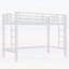 Lit mezzanine simple en métal de taille XL avec échelles et garde-corps faciles à monter, blanc, peu encombrant et élégant