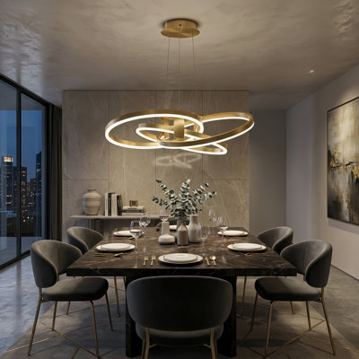 Lustre carré moderne / rectangulaire à 3 lumières 30 "avec cadre en aluminium Alliber