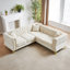 Canapé modulaire en L Chenille de 5 places de 81,5 pouces avec garniture cloutée et coussins en chenille-1186599850