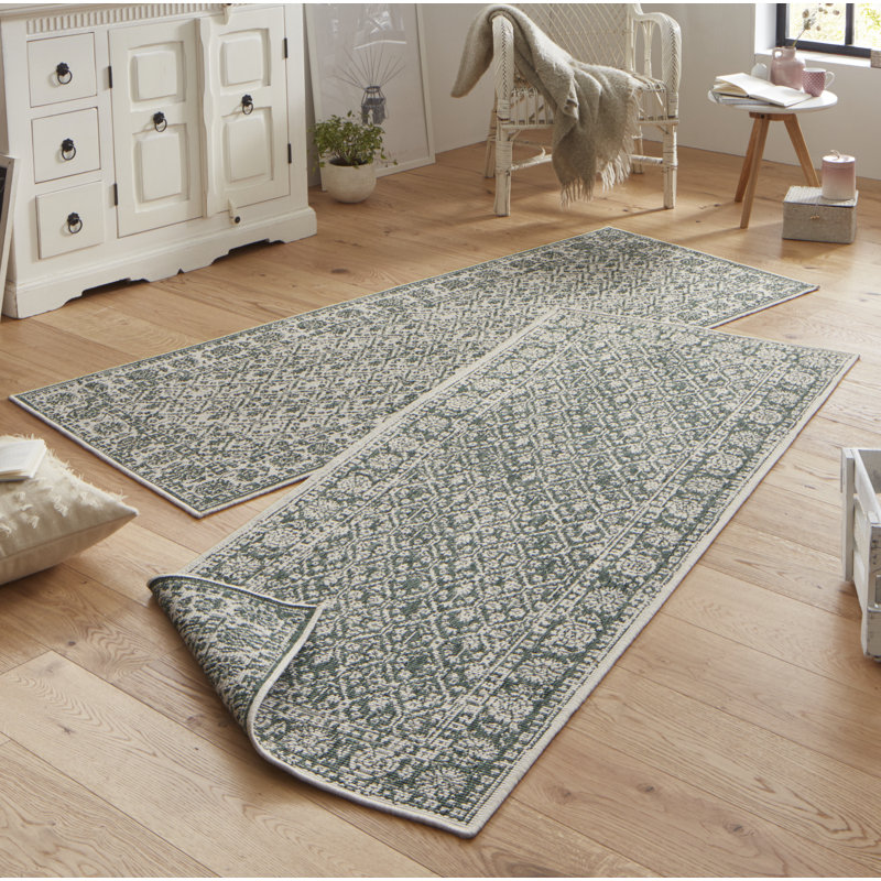Curacao Flatweave Green Rug, Runner 80 x 250 cm