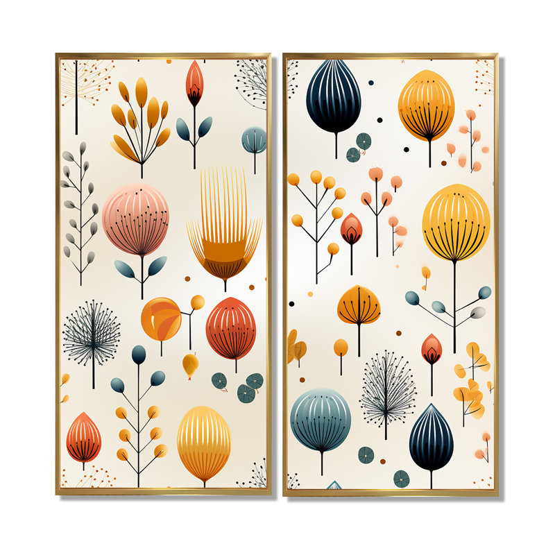 Haddad - Impressions sur toile Midcentury Large, 32" H x 32" W, Impression encadrée flottante, Gold