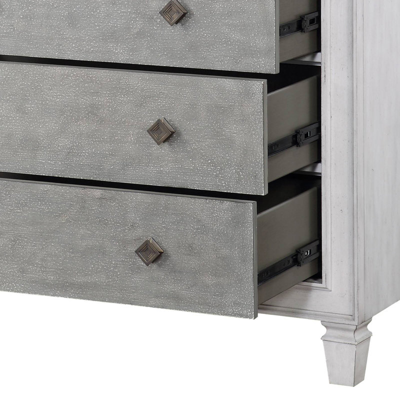Commode Katia gris rustique et blanc vieilli