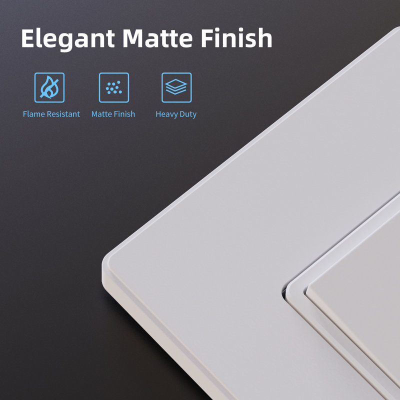 White Matte Single Pole Rocker Light Switch Set with Thermoplastic Wall Plate
