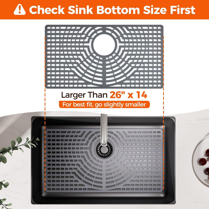 Protecteur d'évier en silicone, trou de drain arrière 26 po x 14 po, résistant à la chaleur