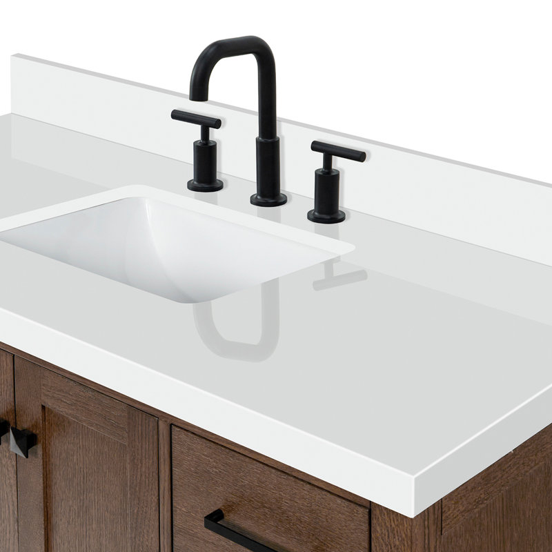 Ensemble de meuble-lavabo simple 55 po Grevera, Chêne brun / noir mat, Rectangle 