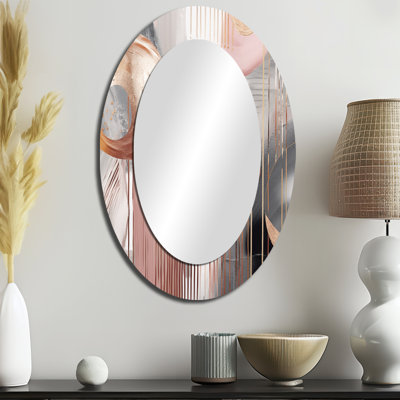 Whispers Of Marble V - Grand miroir mural ovale sur métal