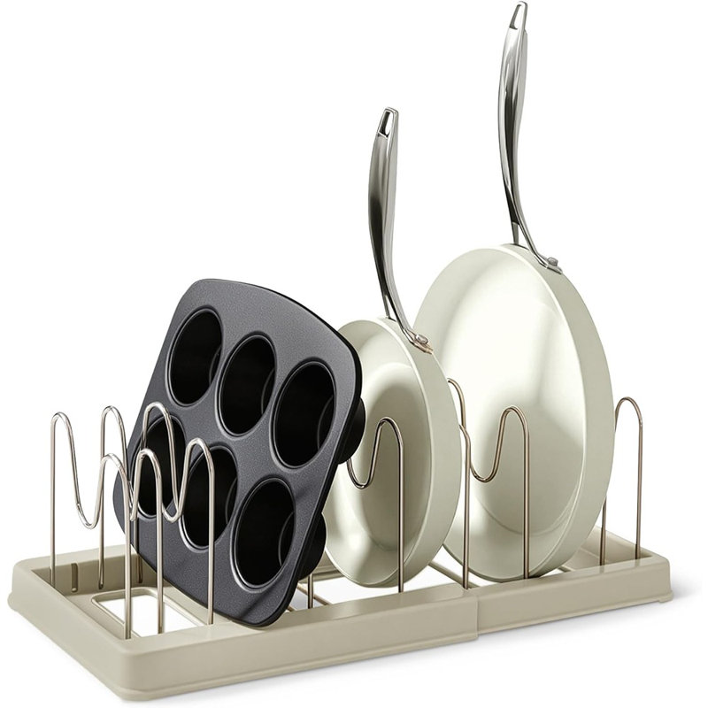 Premium Expandable Cookware & Bakeware Organizer – Stainless Steel, 10 Adjustable Dividers