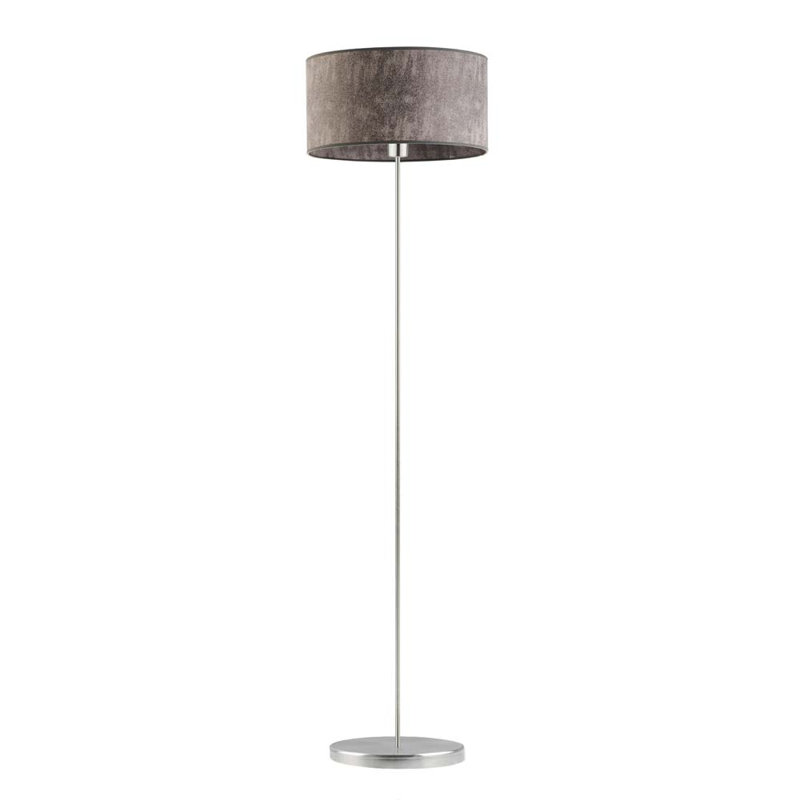Askel 156cm Traditional Floor Lamp, Grey Melange (Concrete), Brushed Steel
