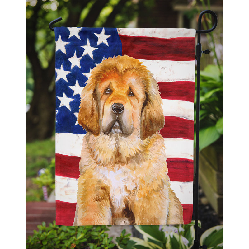 2 côtés en polyester de 2 côtés american drapeau de jardin, Mastiff tibétain
