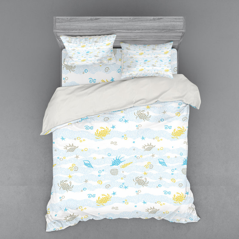 Crabs Coastal Polyester Duvet Cover, Queen Duvet Cover + 3 Additional Pieces