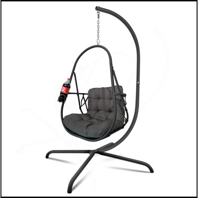 Fauteuil à œufs pivotant avec support Fauteuil suspendu en osier de rotin pour l'intérieur et l'extérieur avec support de type C, avec coussin et oreiller
