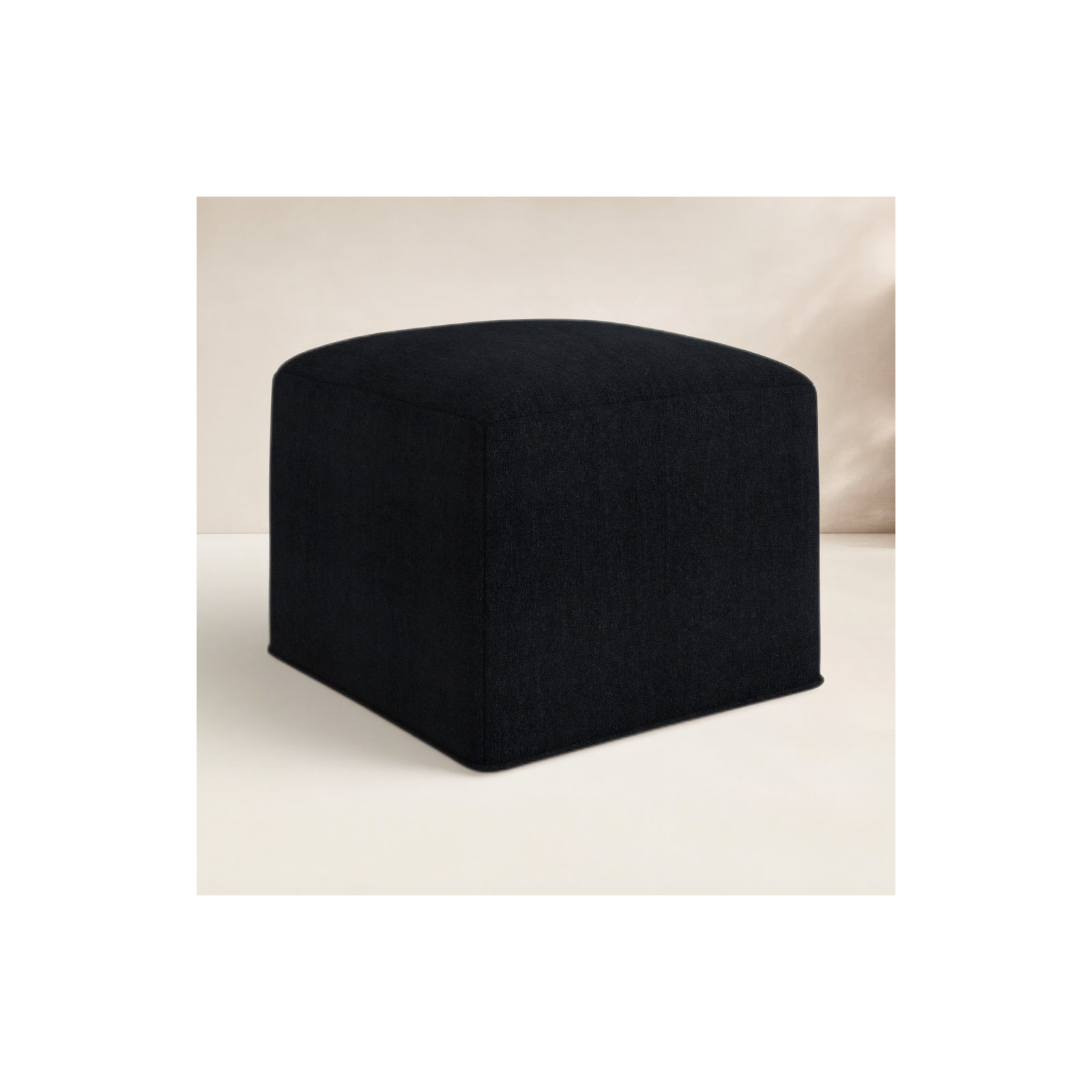 Praia Sunbrella® Upholstered 22" Outdoor Ottoman, Canvas Black Sunbrella® Canvas