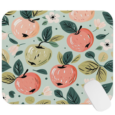 Food and Kitchen Apples Pattern XI Fruits Apple Modern Gaming Cute Office Laptop Desk Pad Gift Mat Square Rectangle Non-Slip Mousepad