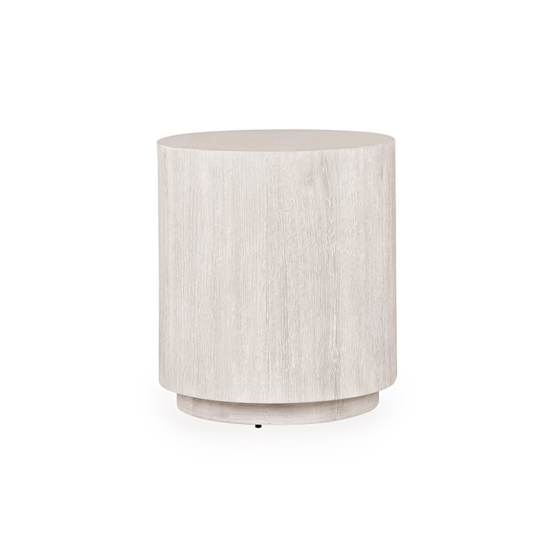 Layne 20" Round End Table, White Wash
