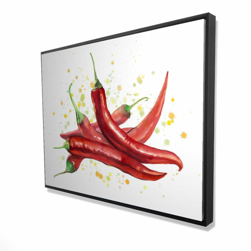 «Red Hot Peppers - Green Still Life», art sur toile encadré