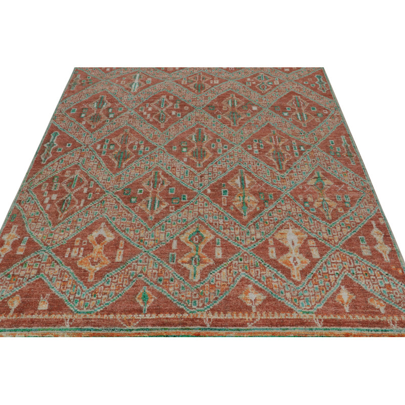 Moroccan Handmade Kilim Silk and Wool Geometric Area Rug, Rectangle 8' x 10'