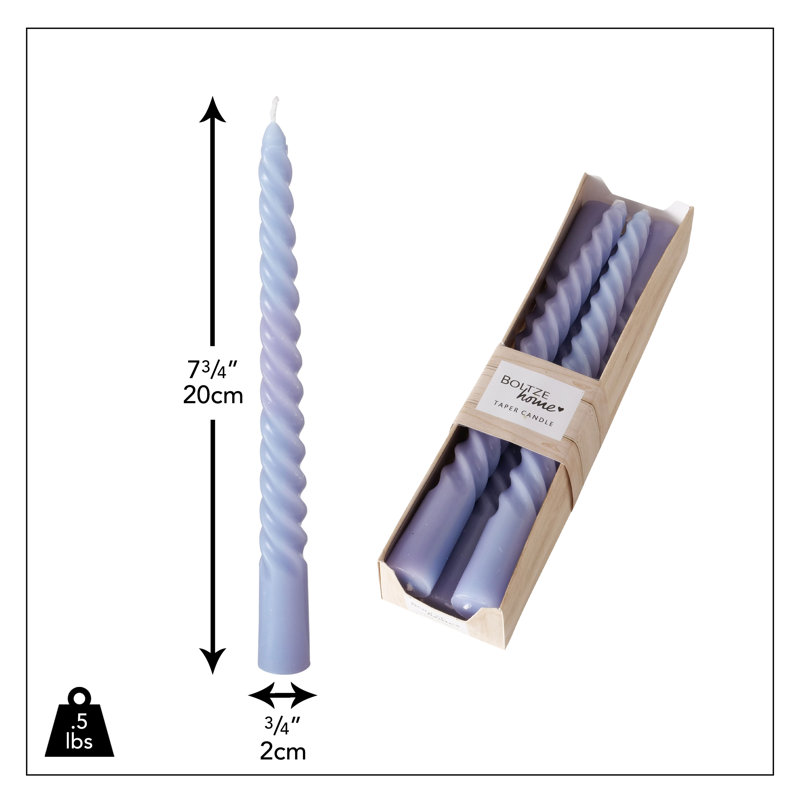 Unscented Taper Candle, Pale Purple