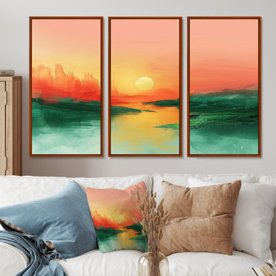 «Green Lake», coucher de soleil magique, ensemble d'art mural désert