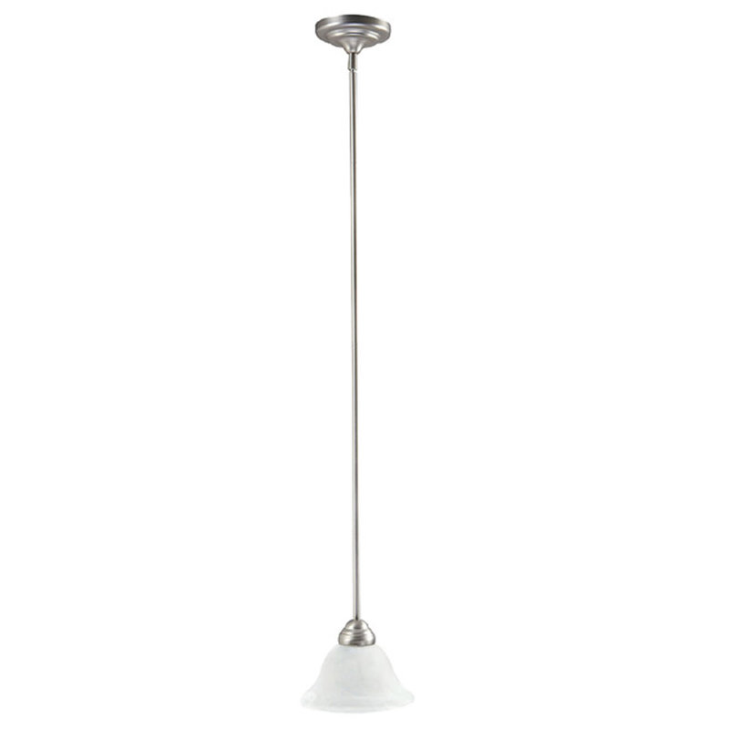 1 - Light Single Pendant, Incandescent, Matte Nickel, Clear