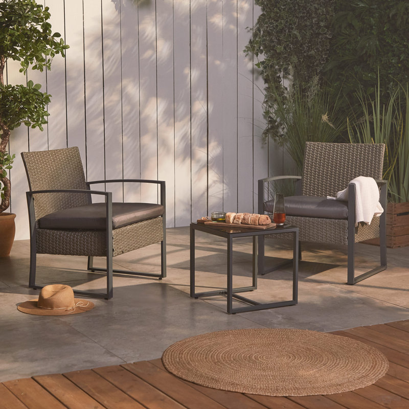 Kuta Rattan Effect Garden Bistro Set