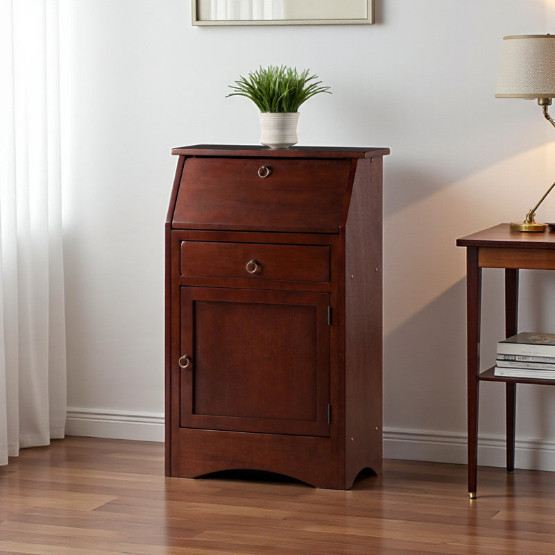 Secrétaire Alaia en bois massif et bois manufacturé brun, H 38,46 po x l 25,09 po x P 11,34 po