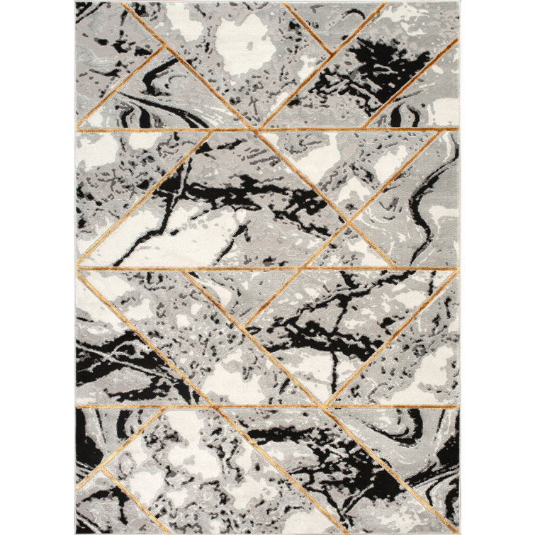 Monaco Series Abrstract Black/Gray/Ivory/Beige Area Rug
