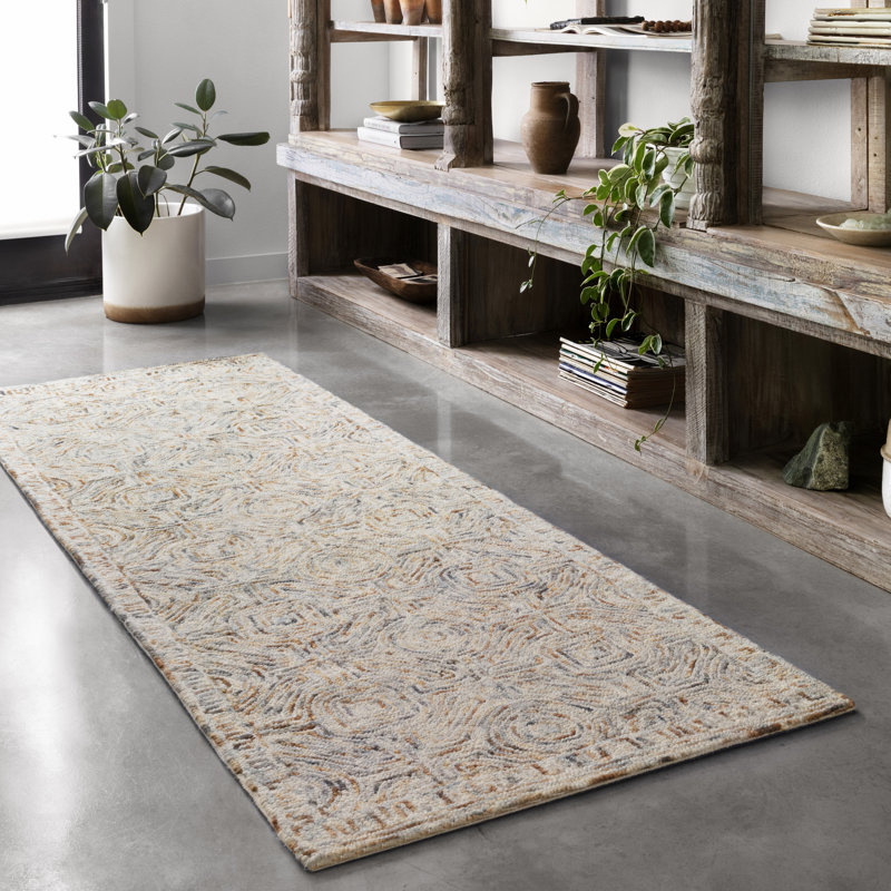 Tapis ivoire en laine touffeté à la main Haubert, Tapis de couloir 2 pi 6 po x 13 pi