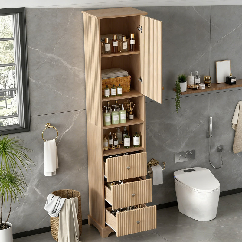 Armoire à linge autoportante pour rangement de salle de bain