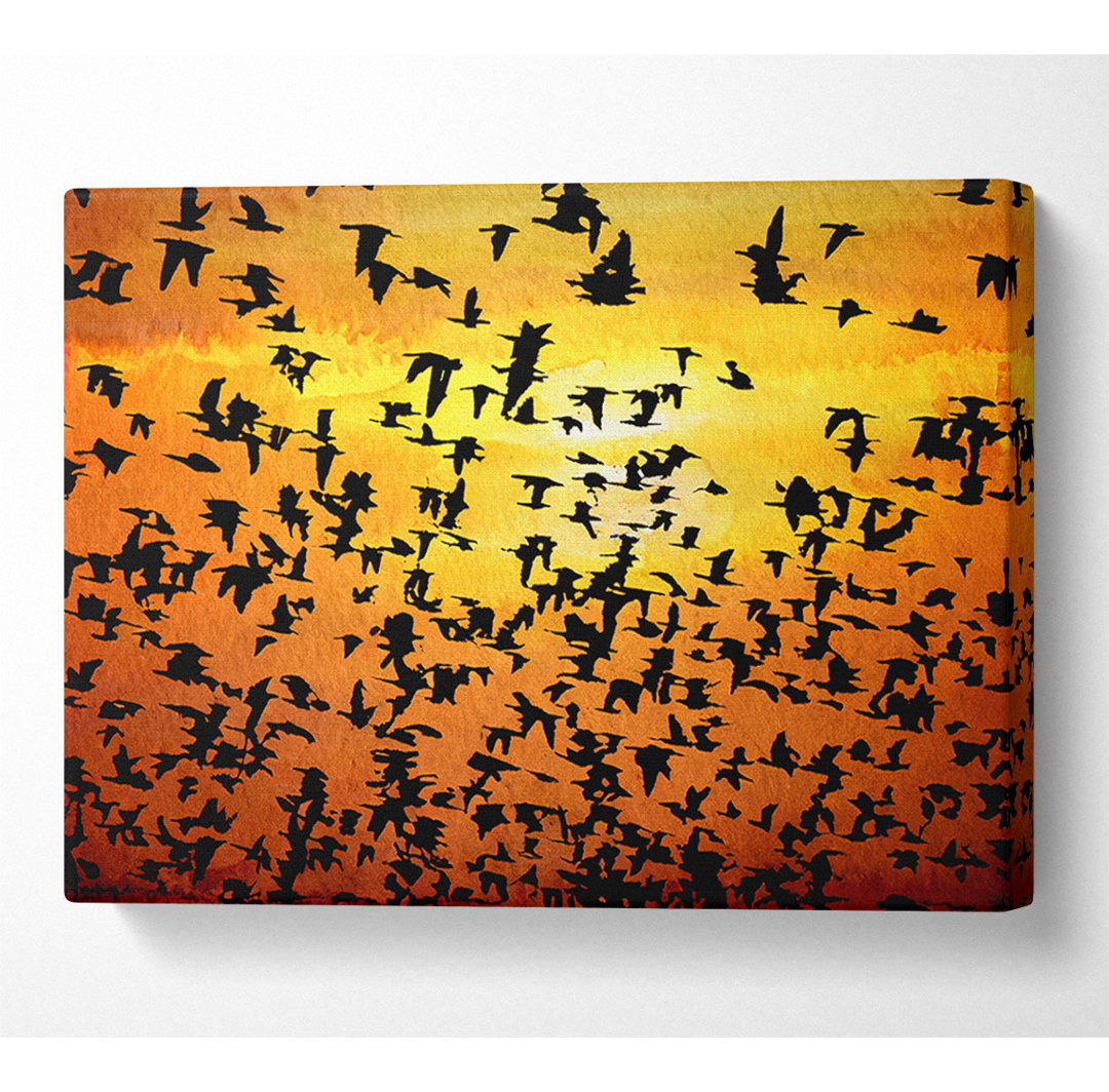 Flug der goldenen Vögel - Kunstdrucke auf Leinwand - Wrapped Canvas