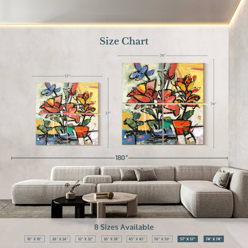Southern Florals II, 74" H x 74" W