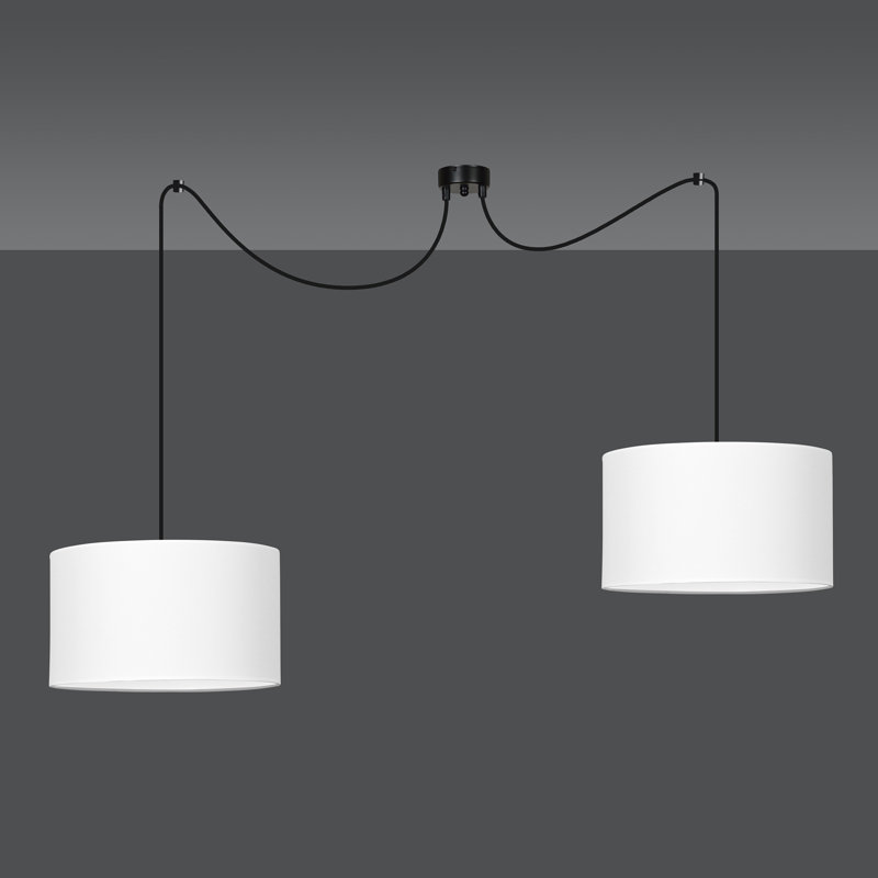 Pascua 2 - Light Black Drum Pendant, White