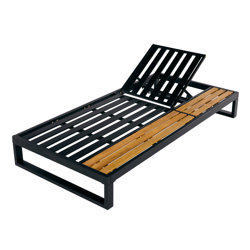 Méridiennes de patio réglables avec rangement, patio moderne en bois et métal