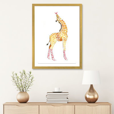 Girafe avec papillon par Mercedes Lopez Charro - reproduction d'art