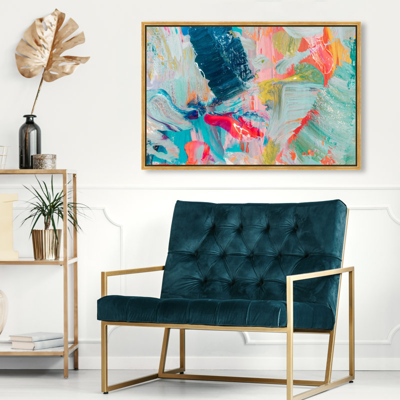 «Abstract That Love Feeling», impression sur toile, H 20 po x l 30 po, Toile encadrée, Doré