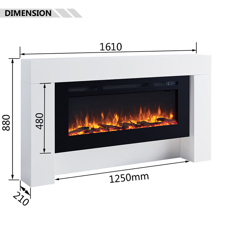 FLAMME Electric Fire and Surround, Freestanding Suite, Carmaux, 34cm H x 170cm W x 33.5cm D, White